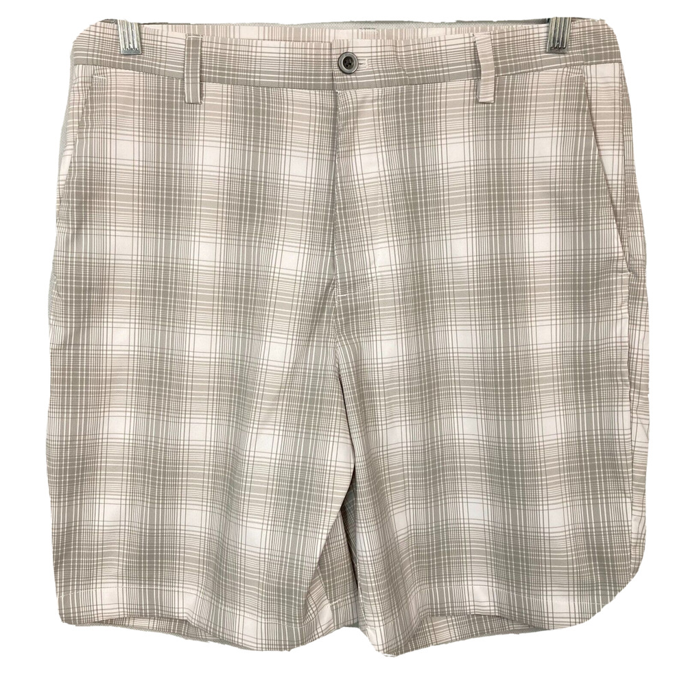 Chaps Shorts Mens Sz 34 Golf Gray White Plaid Golf Stretch Active